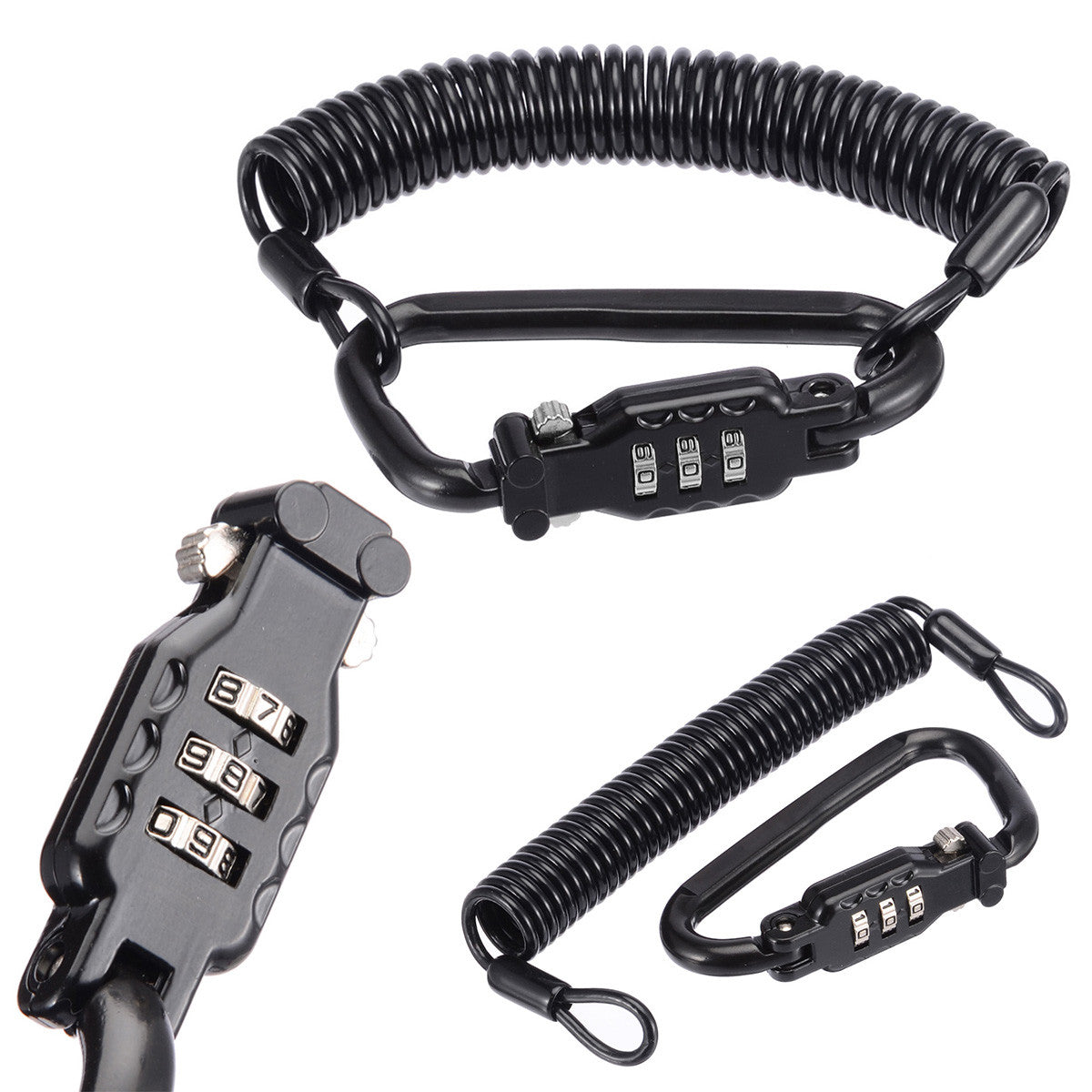 Motorcycle Helmet Anti Theft Cable Lock Waterproof 3 Digit Combination D-Lock
