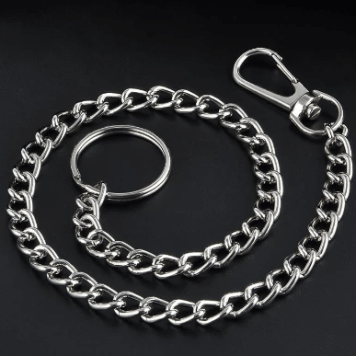 Wallet Keychain String, Stainless Steel, Unisex, 15 in, Silver Color - American Legend Rider