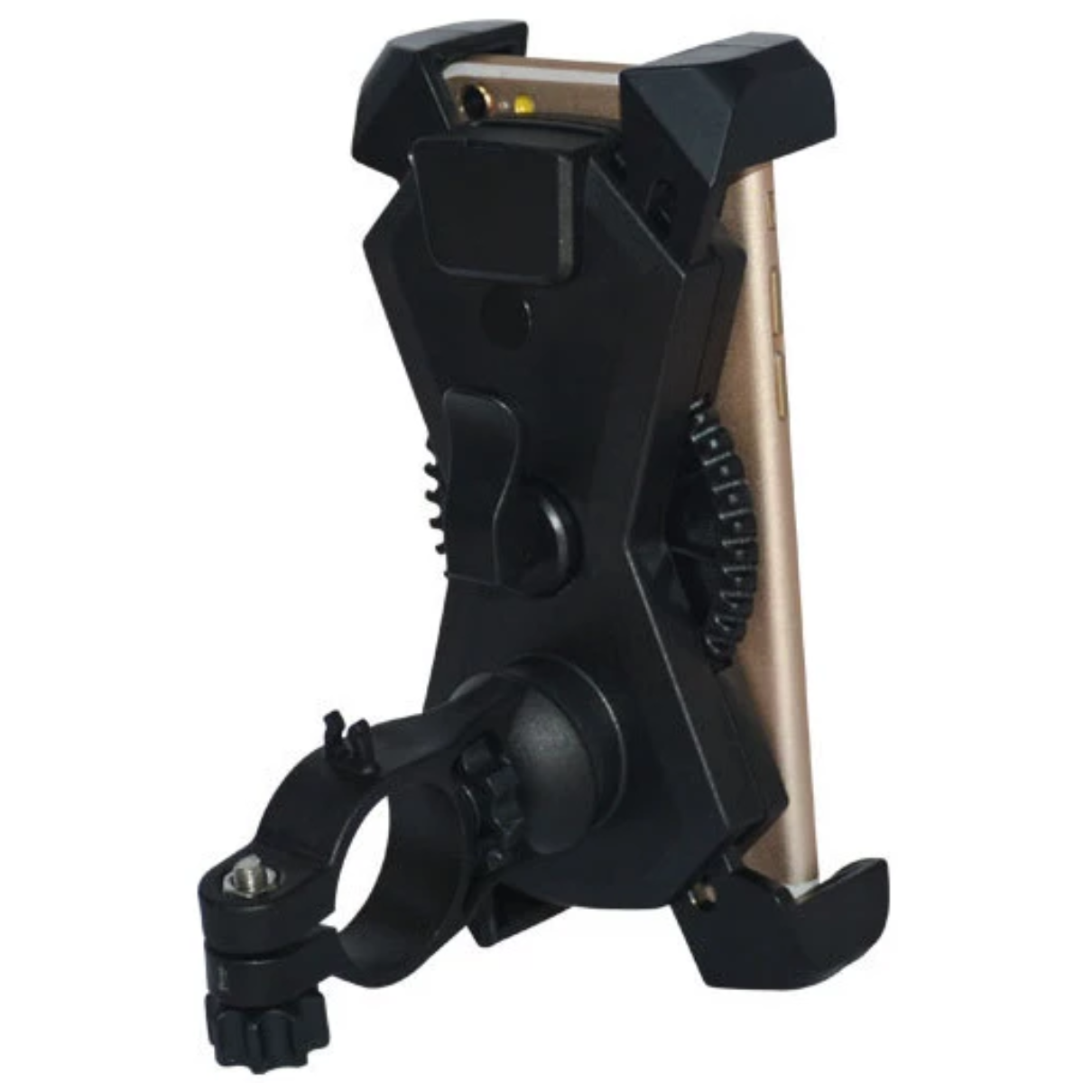 A user-friendly Motorcycle Phone Mount with USB Charger Port on a white background.