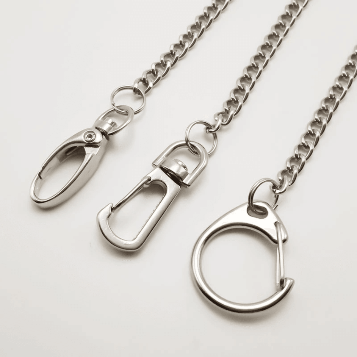 Wallet Keychain String, Stainless Steel, Unisex, 15 in, Silver Color - American Legend Rider