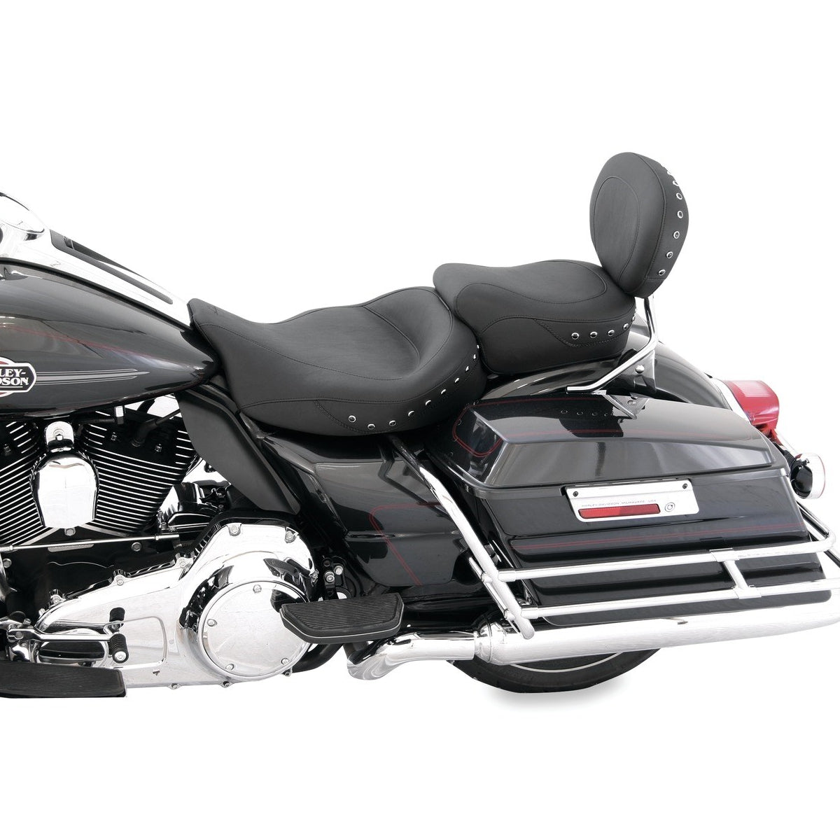 Mustang Sissy Bar Pad for Harley-Davidson Touring '97-'21, Studded Black, Width: 12", Height: 9"
