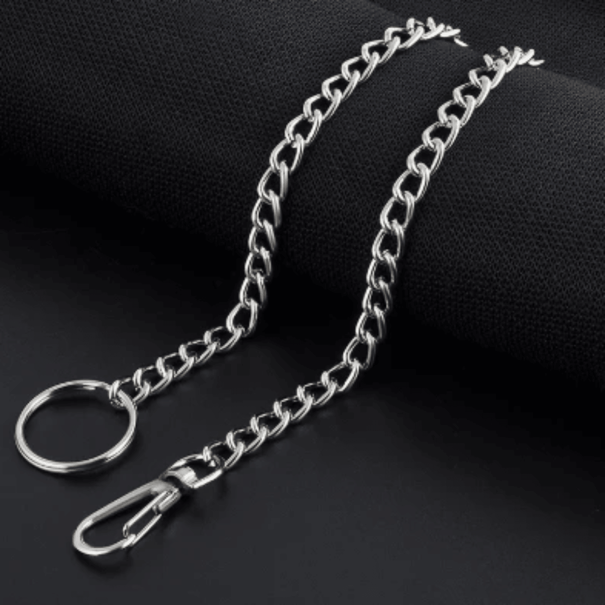 Wallet Keychain String, Stainless Steel, Unisex, 15 in, Silver Color - American Legend Rider