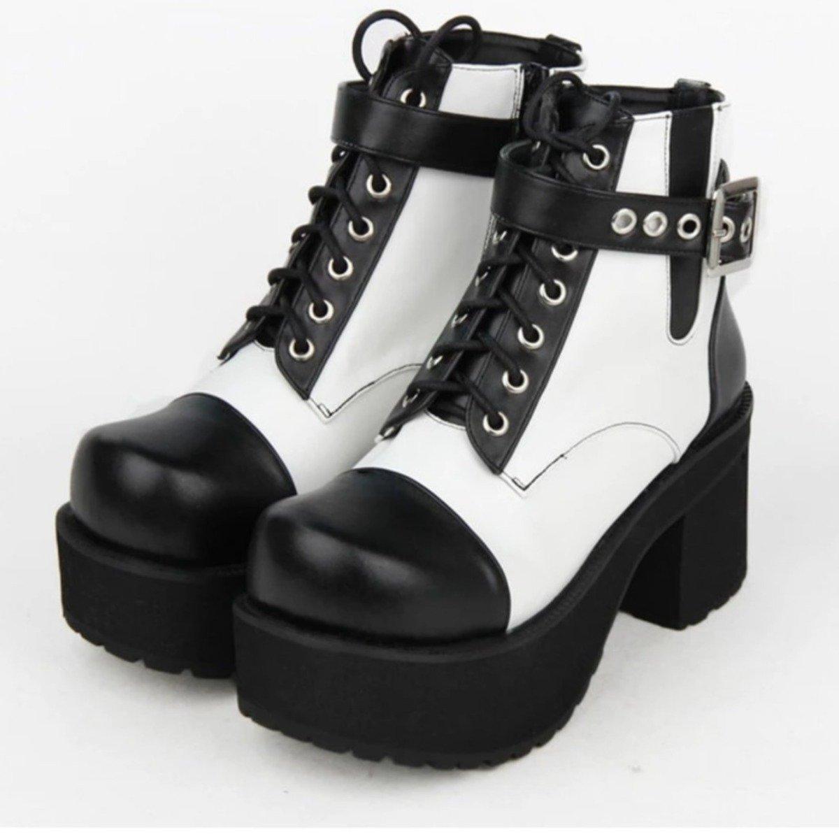 Women's Gothic Punk Ankle Boots with Block Heel - American Legend Rider