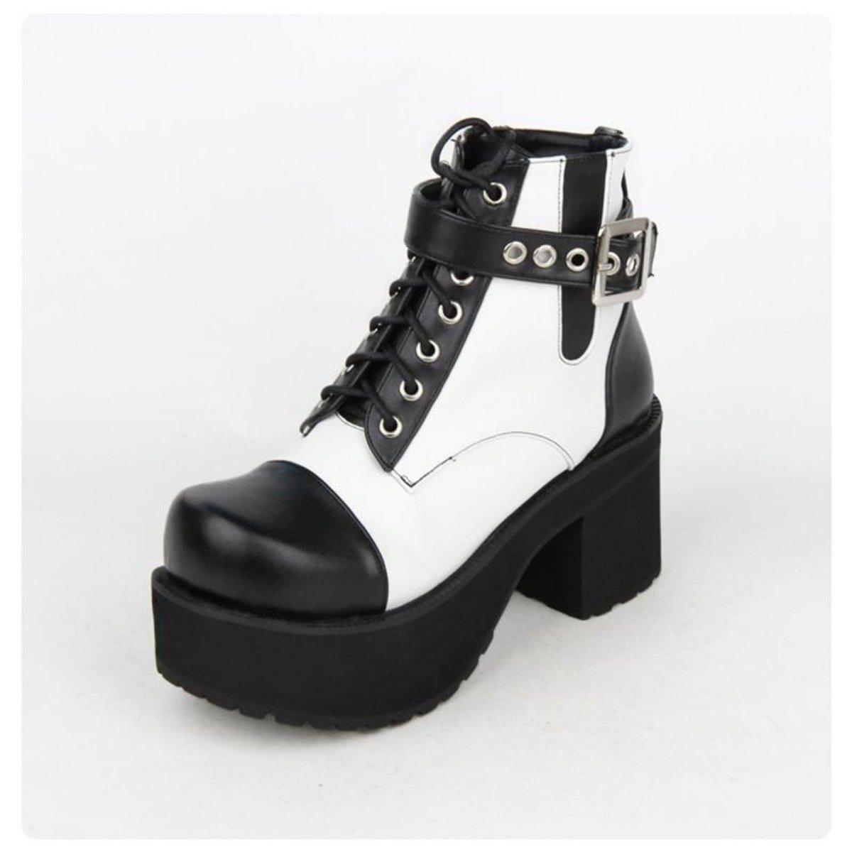 Women's Gothic Punk Ankle Boots with Block Heel - American Legend Rider