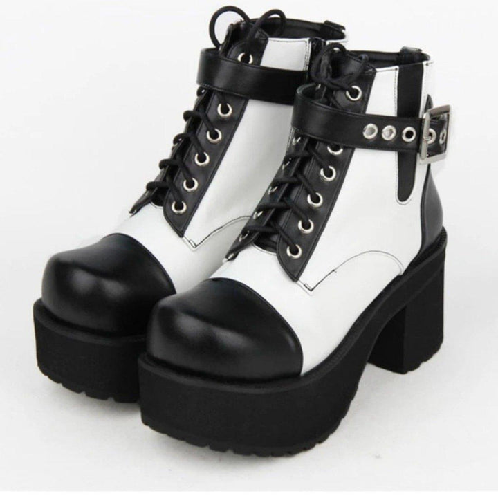 Women's Gothic Punk Ankle Boots with Block Heel