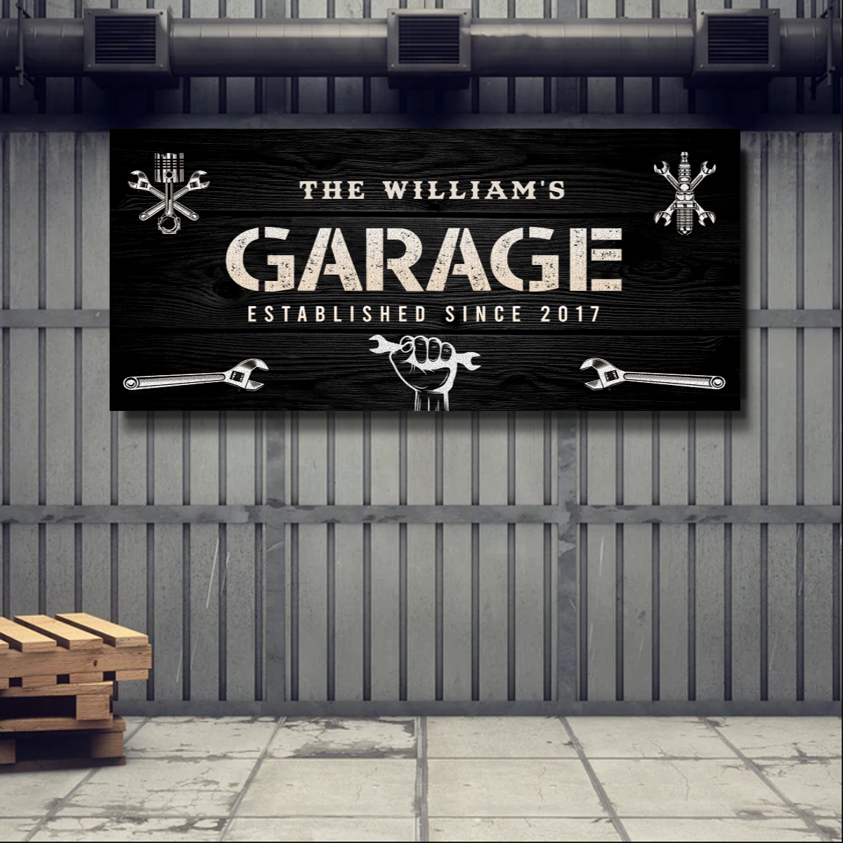Personalized Garage Sign Board, Ready to Hang