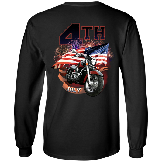 4th of July Long Sleeve T-Shirt, Cotton, Black - American Legend Rider