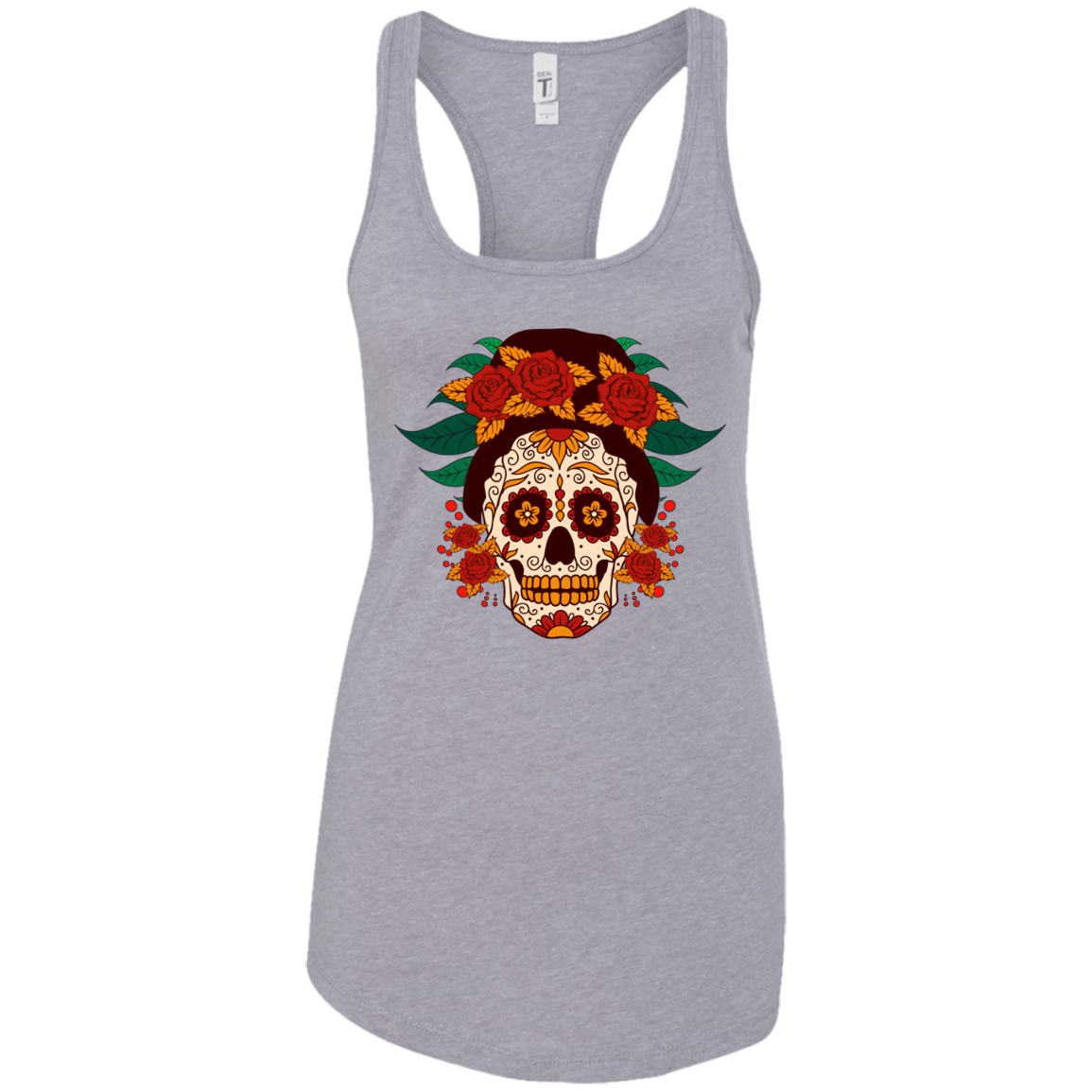 Sugar Skull Roses Tank Top, Cotton/Poly-Jersey - American Legend Rider