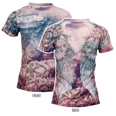 Hot Leathers Ladies Short Sleeve Angel Wings Sublimation T-Shirt