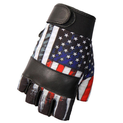 Hot Leathers Glove Sublimated Leather Heartbeat Flag - American Legend Rider