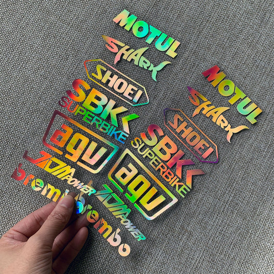 Motorcycle Helmet Rainbow Sticker Set