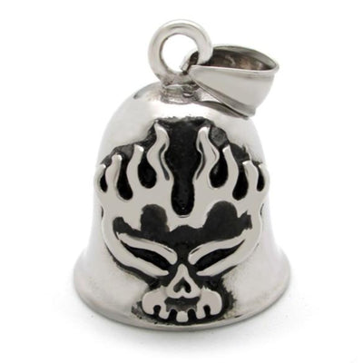 Stainless Steel Skull Rider Gremlin Bell Pendant