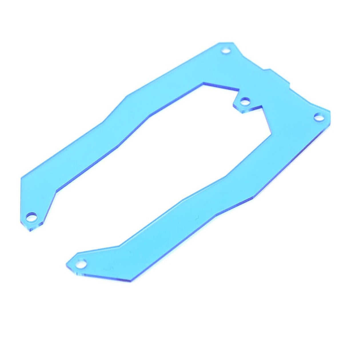 A black/blue plastic Motorcycle Headlight Protector Grille Guard for a BMW rc car.