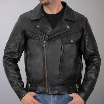 Hot Leathers Men’s Leather Side Belt Leather Jacket - American Legend Rider
