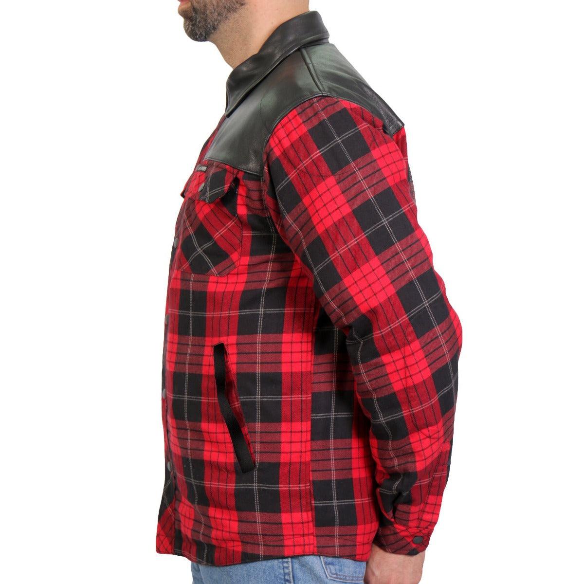 Hot Leathers Kevlar Reinforced Leather And Plaid Flannel Jacket - American Legend Rider
