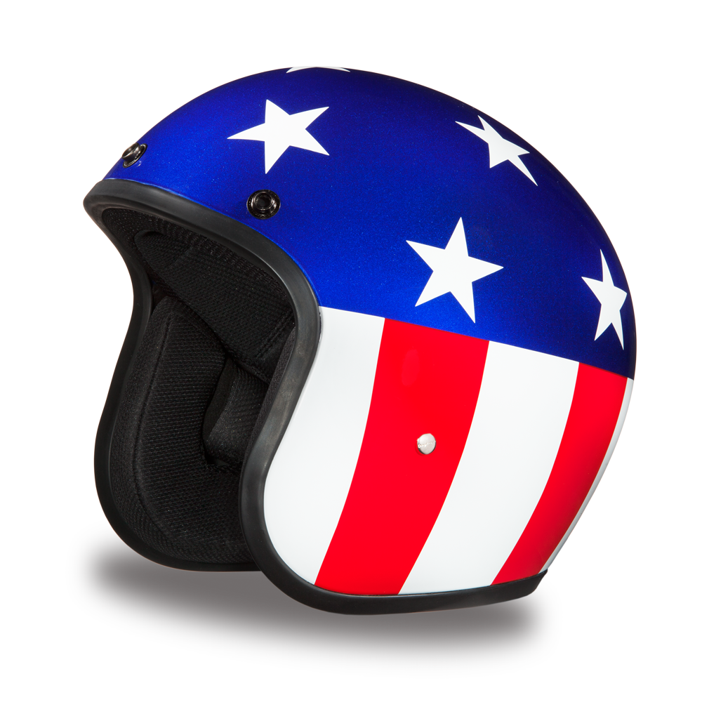 Daytona D.O.T. Cruiser States of America Motorcycle Open Face Helmet, Blue/White/Red - American Legend Rider
