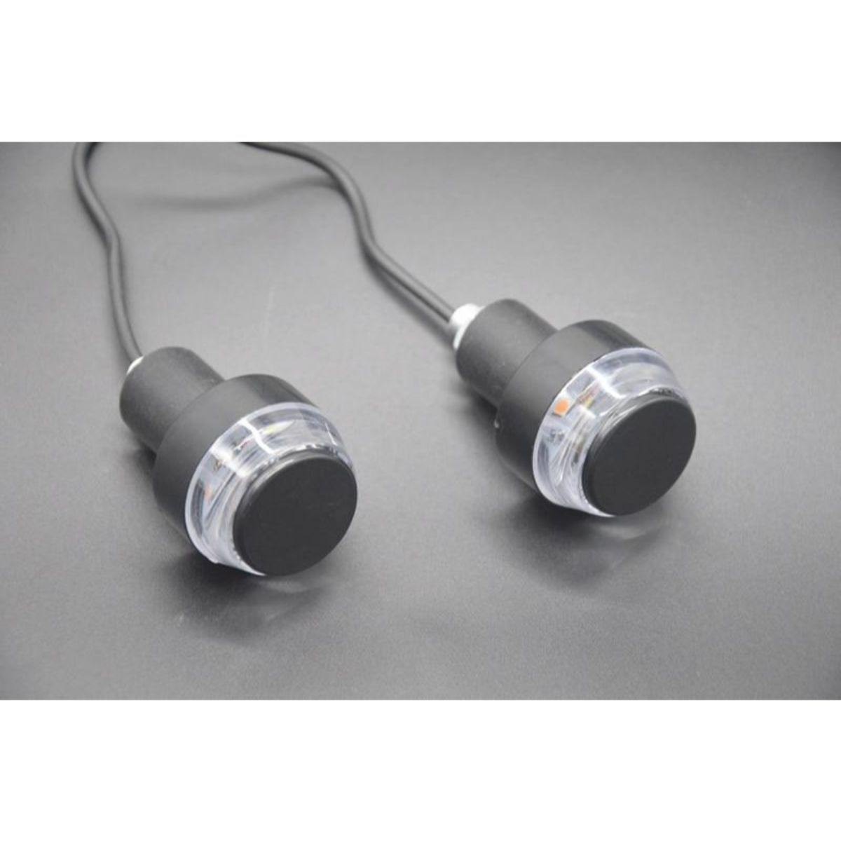 Universal Motorcycle Turn Signal LED Light End Handlebar - 2pcs, ABS, 12V, Black Body - American Legend Rider