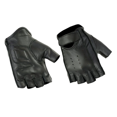 Daniel Smart Premium Fingerless Cruiser Black Leather Gloves - American Legend Rider