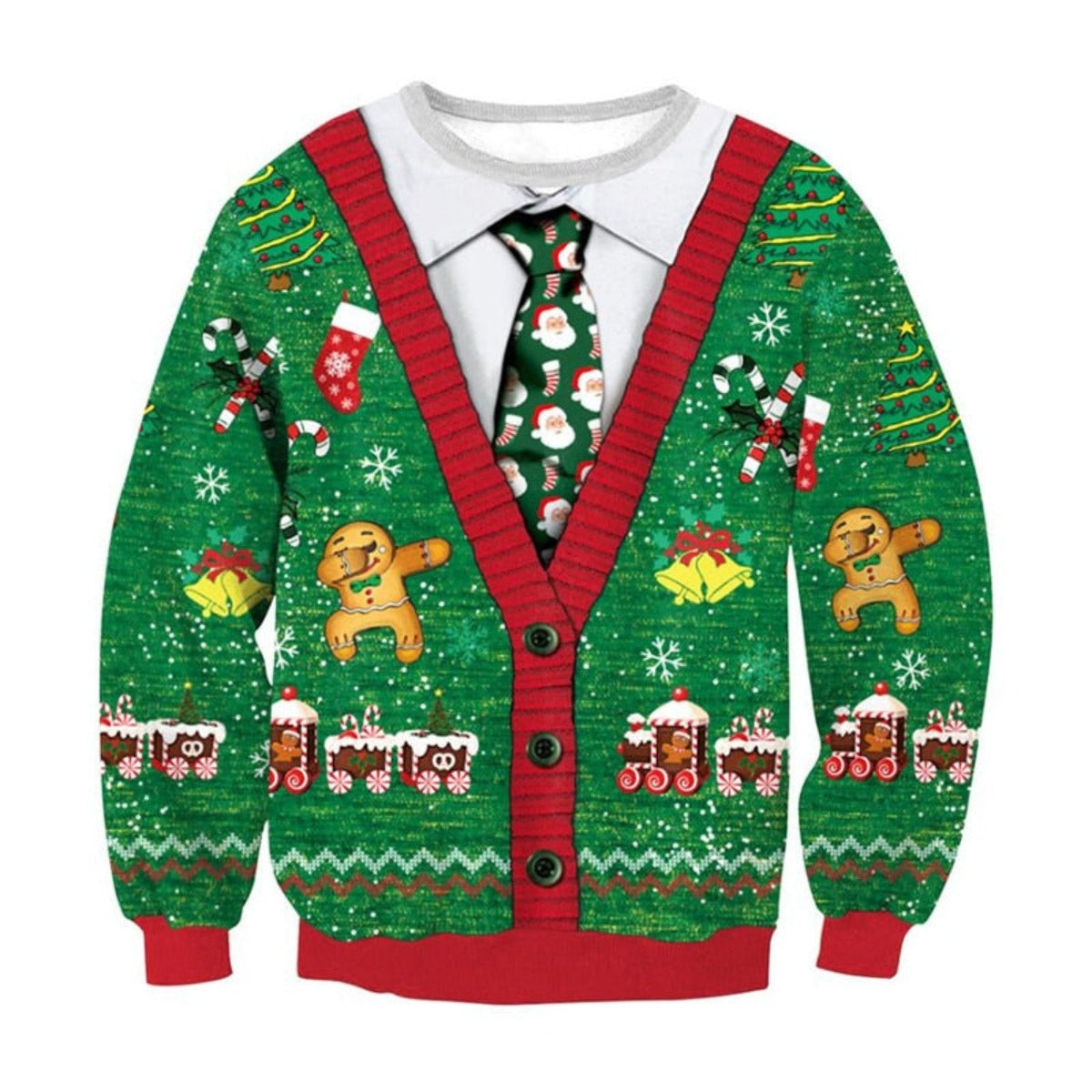 Polo w/ Santa Neck Tie Ugly Christmas Sweater