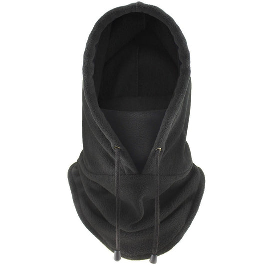 Thermal Fleece Hoodie Face Cover - Black