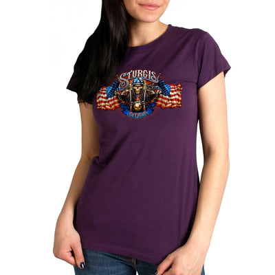 Hot Leathers 2023 Sturgis # 1 American Ladies T-Shirt, Purple