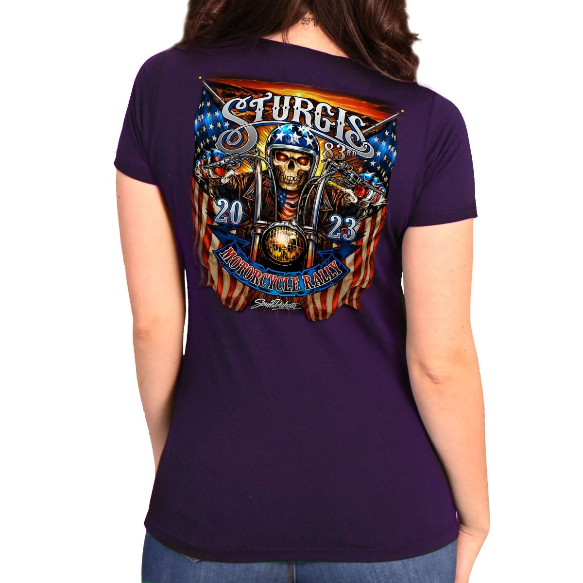 Hot Leathers 2023 Sturgis # 1 American Ladies T-Shirt, Purple