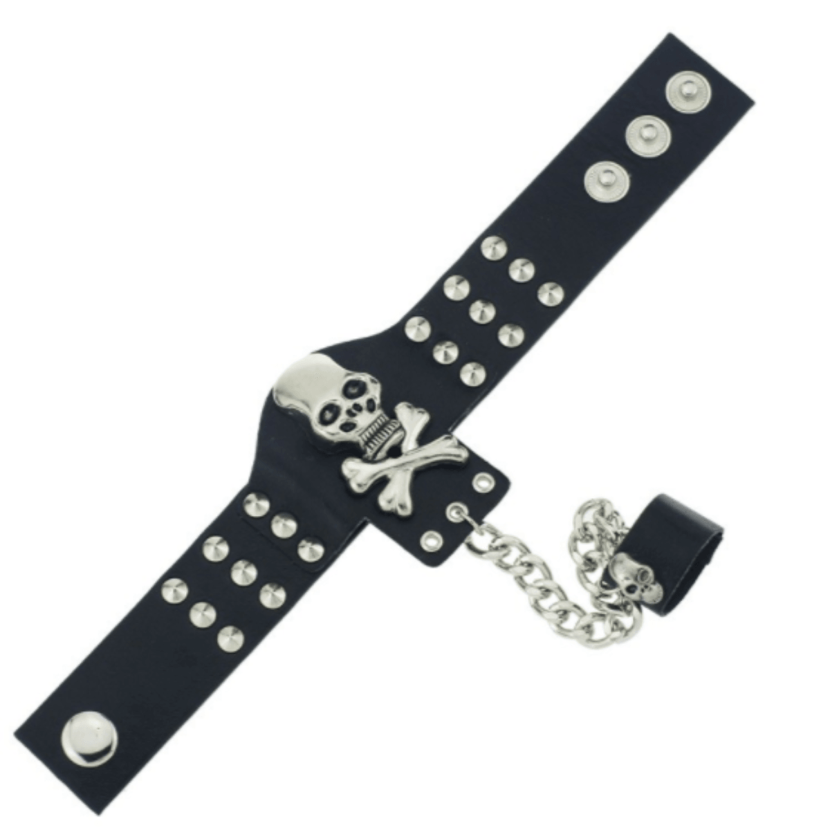 Handmade Leather Skull Bracelet with Ring - American Legend Rider