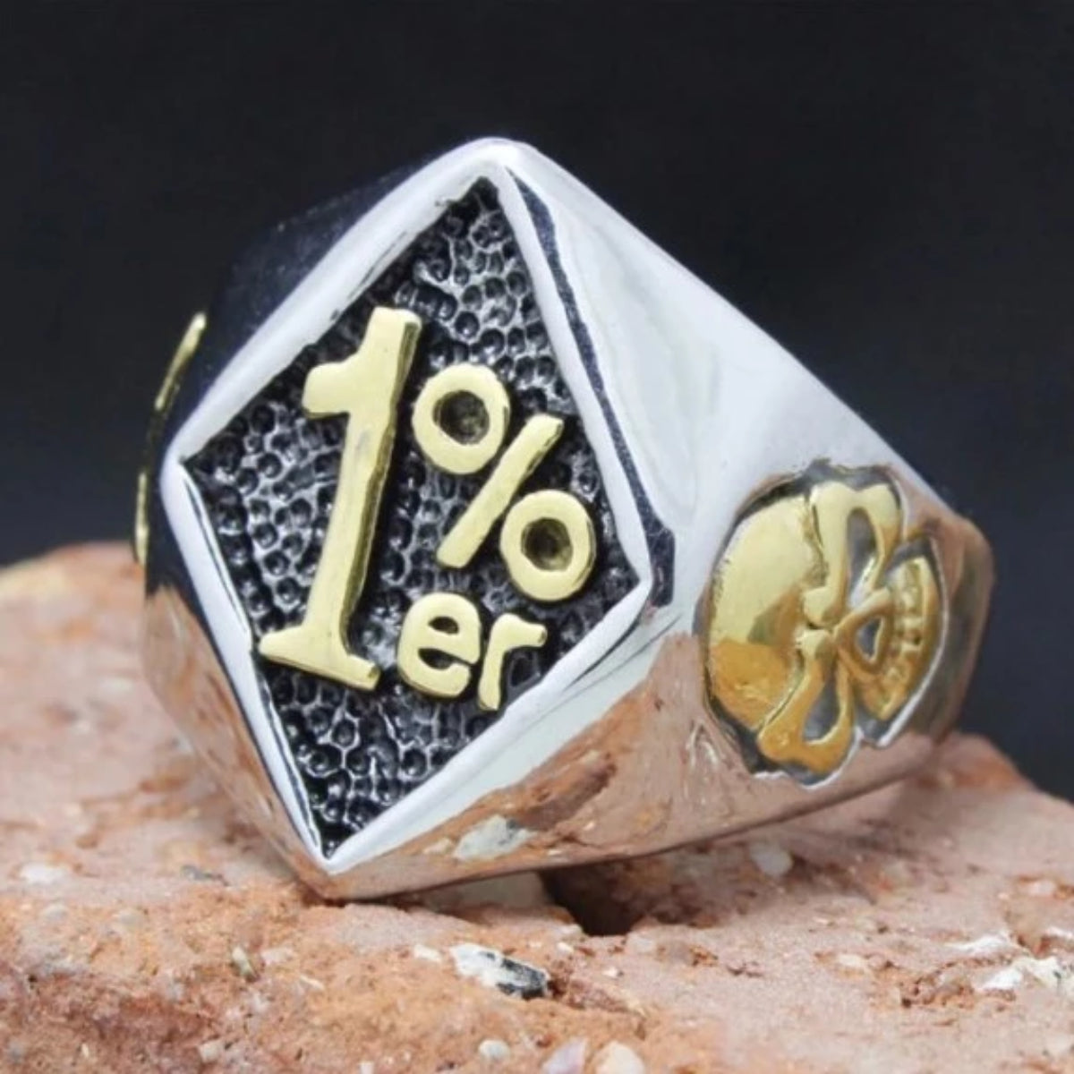A Rebel Steampunk Sunglasses plus Free 1% Er Ring Bundle with a skull and crossbones on it, designed to make a rebellious fashion statement and complemented by additional sunglasses to keep you protected.