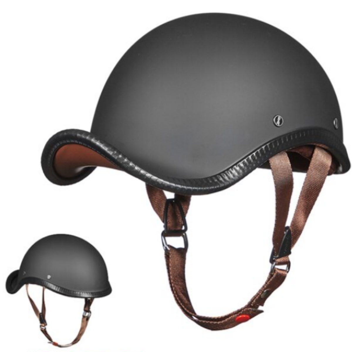 Retro Vintage German Motorcycle Helmet, Matte Black