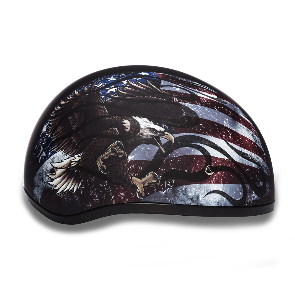 Daytona D.O.T. USA Flag Skull Cap 1/2 Shell Motorcycle Helmet - American Legend Rider