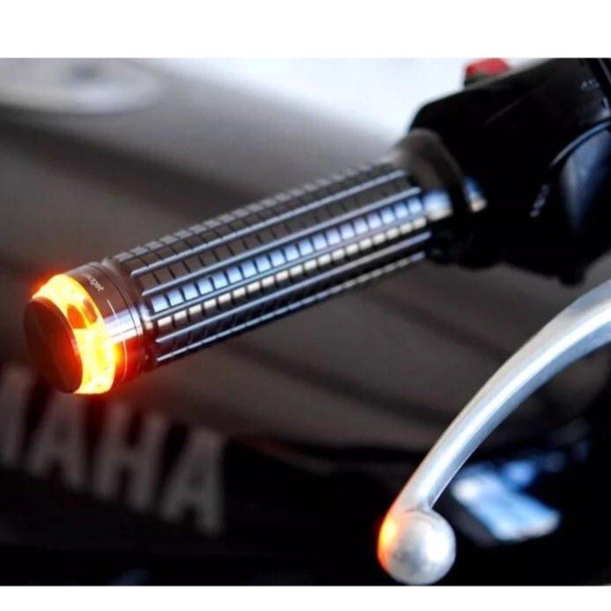 Universal Motorcycle Turn Signal LED Light End Handlebar - 2pcs, ABS, 12V, Black Body - American Legend Rider