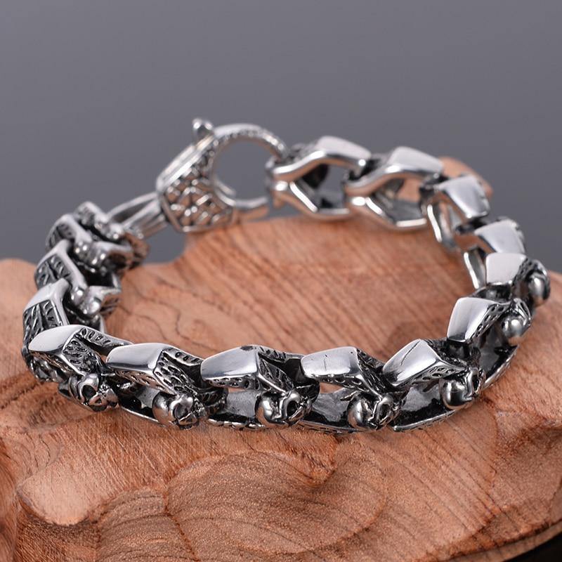 Stainless Steel Rocker Skull Bracelet - American Legend Rider