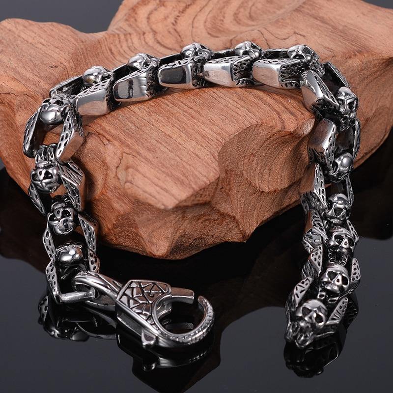 Stainless Steel Rocker Skull Bracelet - American Legend Rider