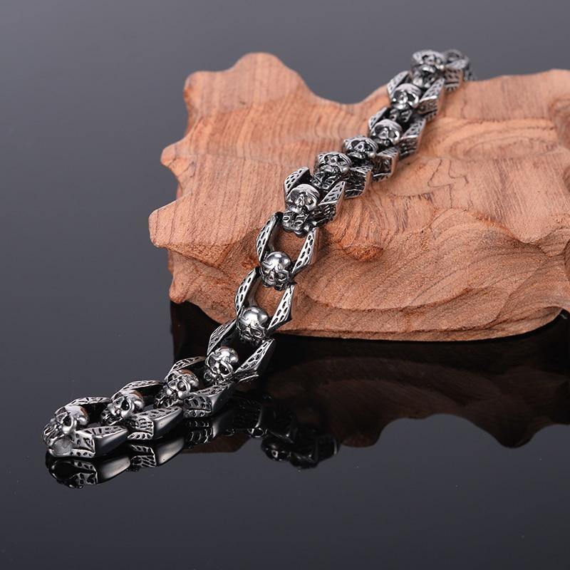 Stainless Steel Rocker Skull Bracelet - American Legend Rider