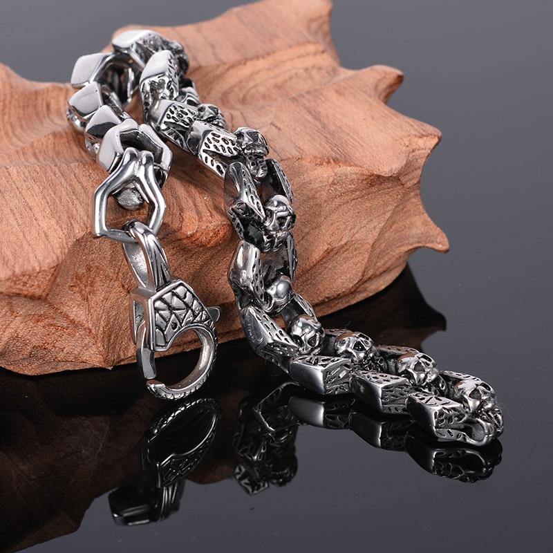 Stainless Steel Rocker Skull Bracelet - American Legend Rider