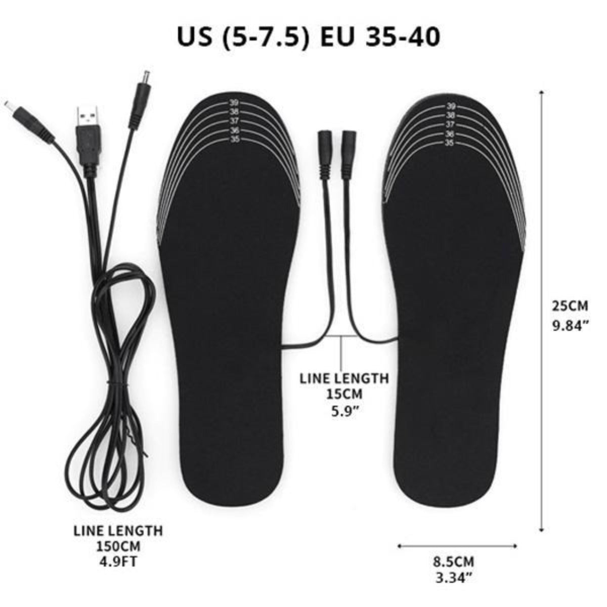 USB Heated Insoles Foot Warmer, Pair