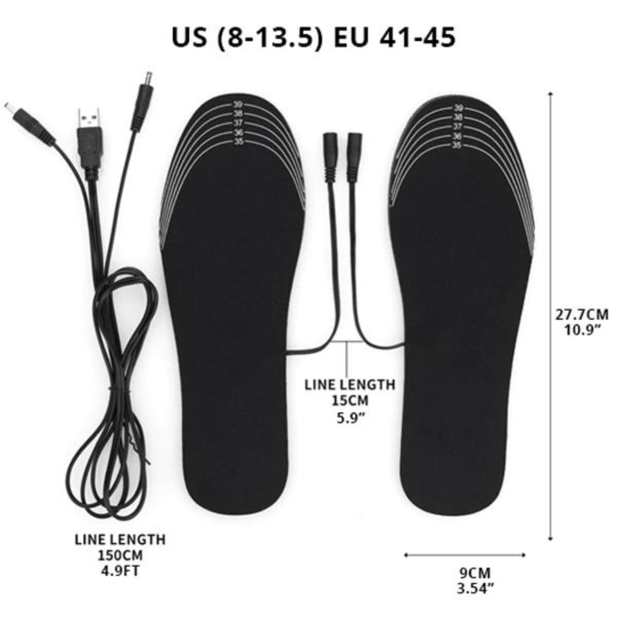 USB Heated Insoles Foot Warmer, Pair