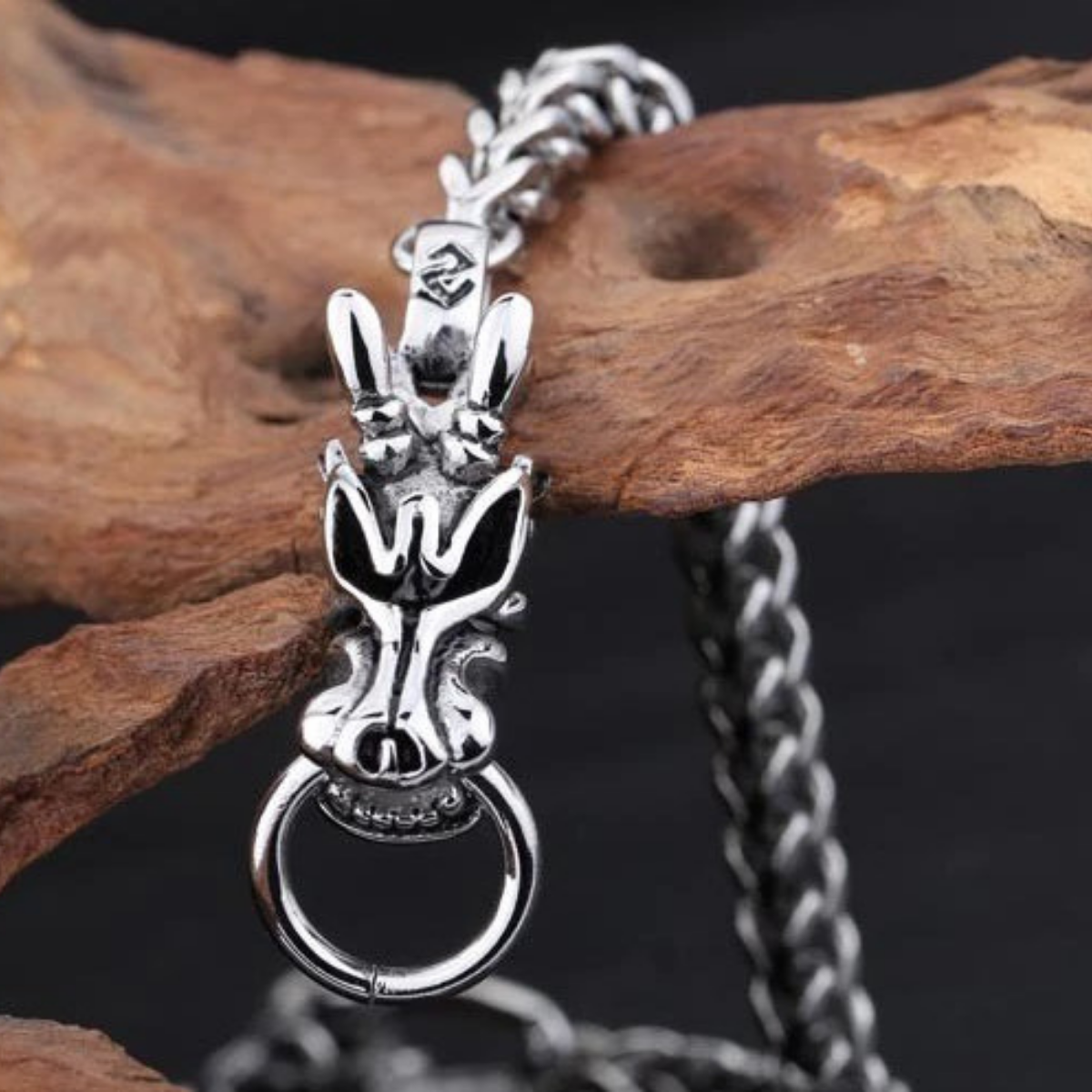 Dragon Head Bracelet Stainless Steel,  Size 8.6" x  0.2" - American Legend Rider