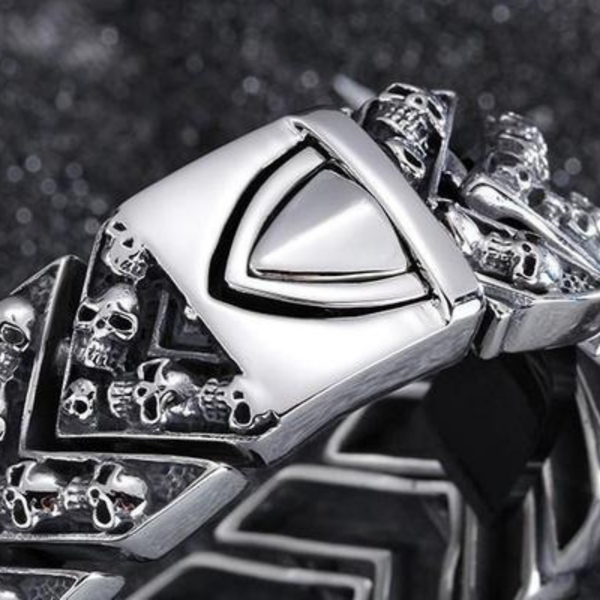 Men's Biker Punk Stainless Steel Bracelet 8.5 x 1 In.