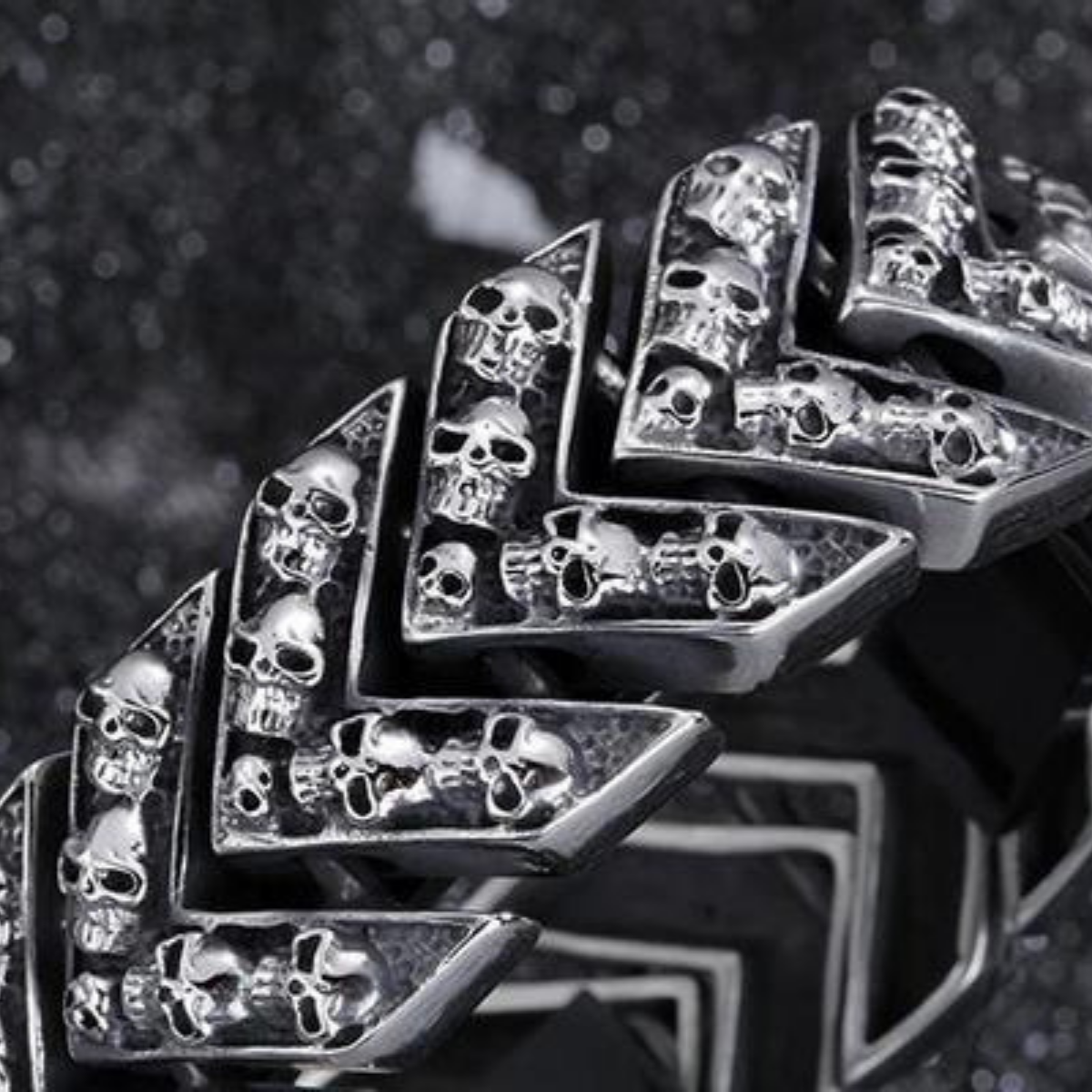 Men's Biker Punk Stainless Steel Bracelet 8.5 x 1 In.