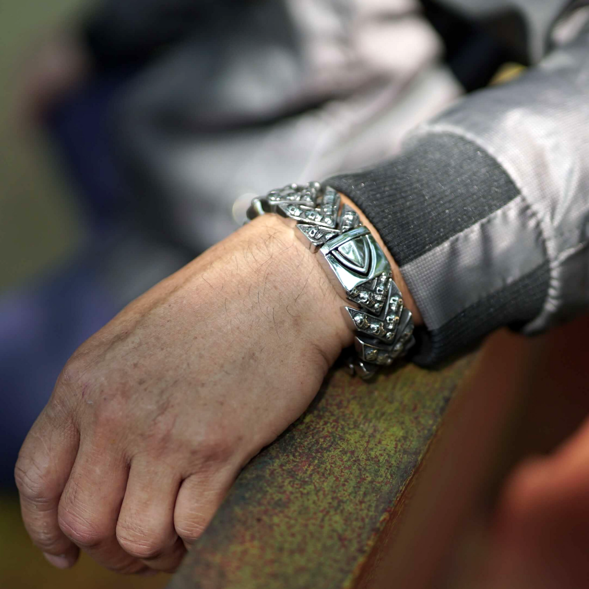 Men's Biker Punk Stainless Steel Bracelet 8.5 x 1 In.