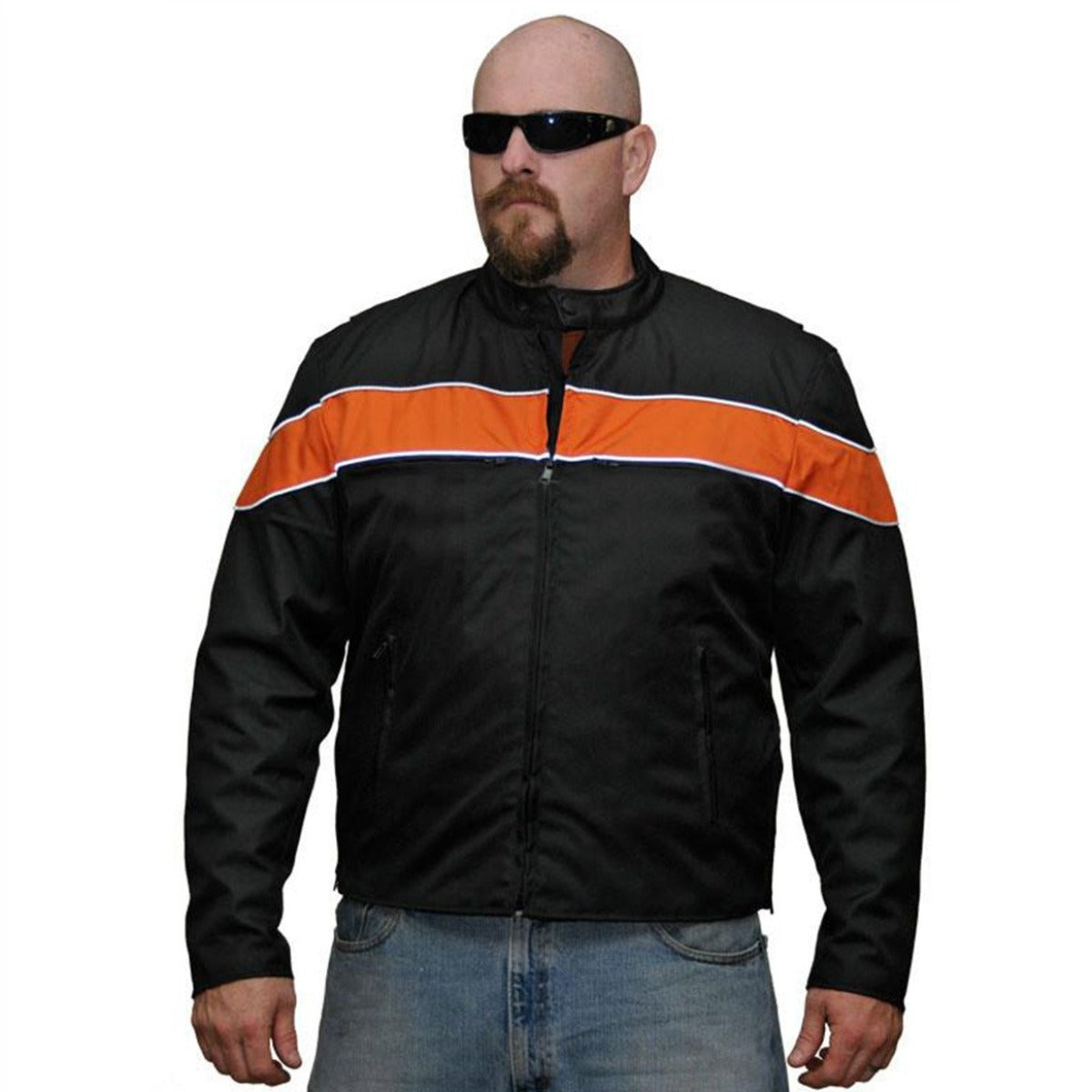 Vance Leather Men's Cordura Jacket with Accent Stripe and Reflective Bands