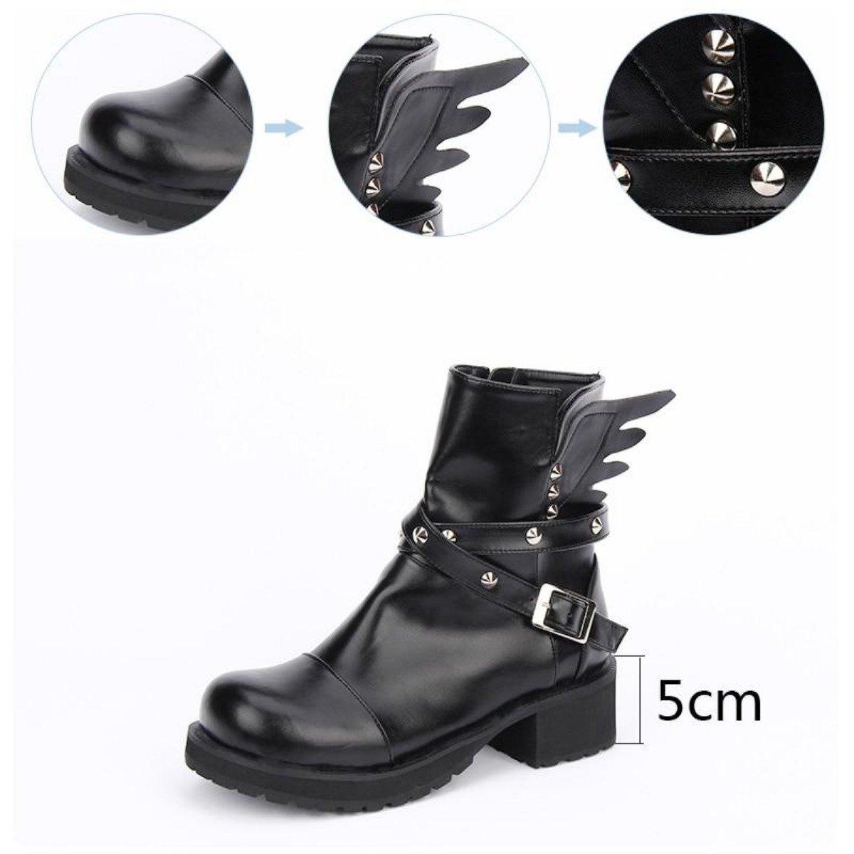 Women's Rivet Buckle Strap & Wings Punk Boots - American Legend Rider