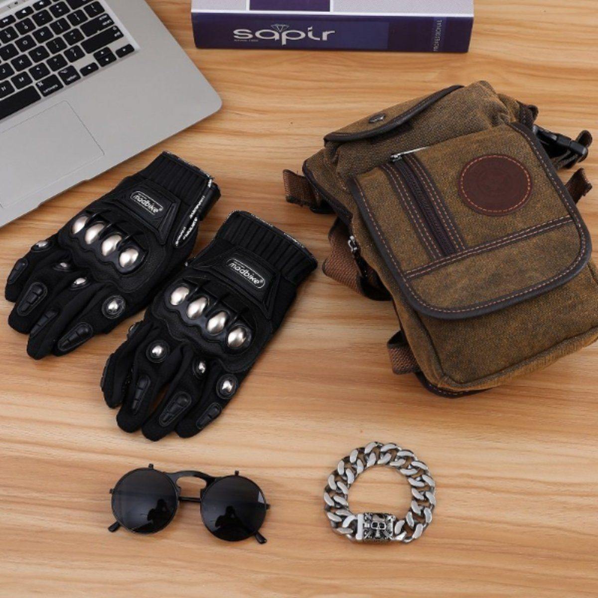 Premium Biker Bundle - Leg Bag, Bracelet, Sunglasses & Gloves - American Legend Rider