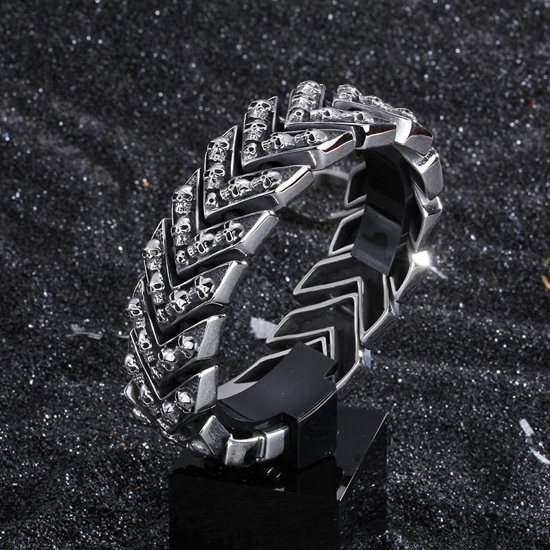 Men's Biker Punk Stainless Steel Bracelet 8.5 x 1 In.