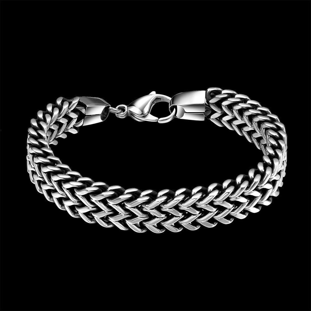 A Stainless Steel Double Side Snake Chain Bracelet with a braided design.