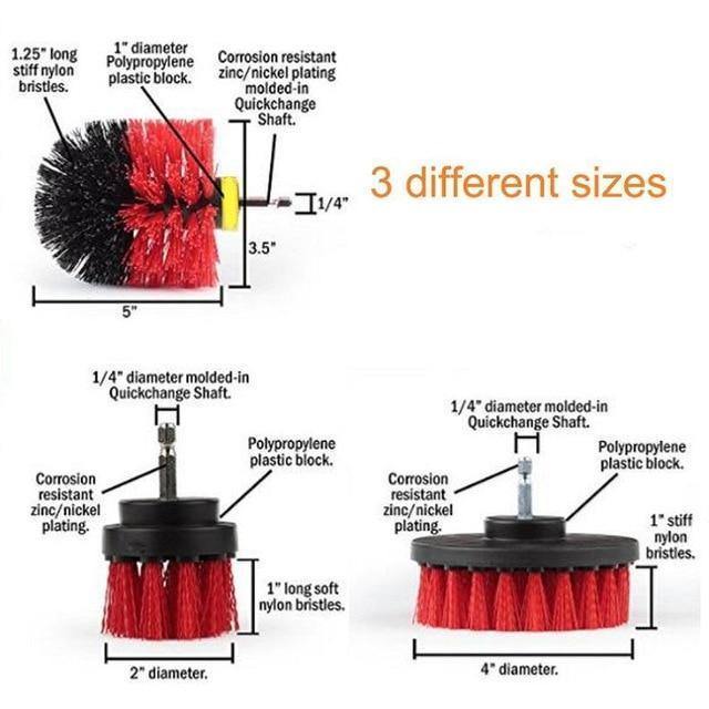 3Pcs/Set Drill Scrubber Brush All-Purpose Cleaner for Bathroom/Kitchen Surfaces - American Legend Rider