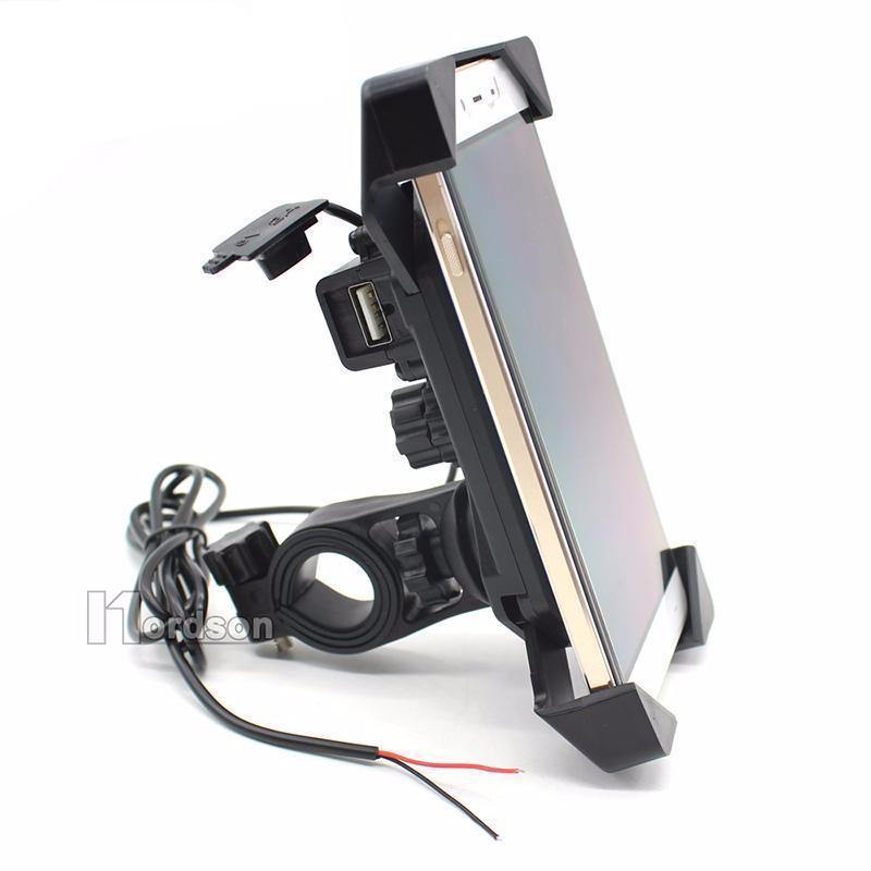 Motorcycle Phone Mount Holder with USB Charger Port, 3.5-7" Screen Fit, Universal for 7/8" Handlebar - American Legend Rider