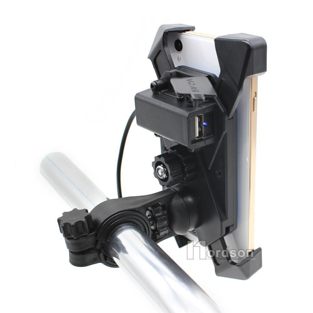 Motorcycle Phone Mount Holder with USB Charger Port, 3.5-7" Screen Fit, Universal for 7/8" Handlebar - American Legend Rider