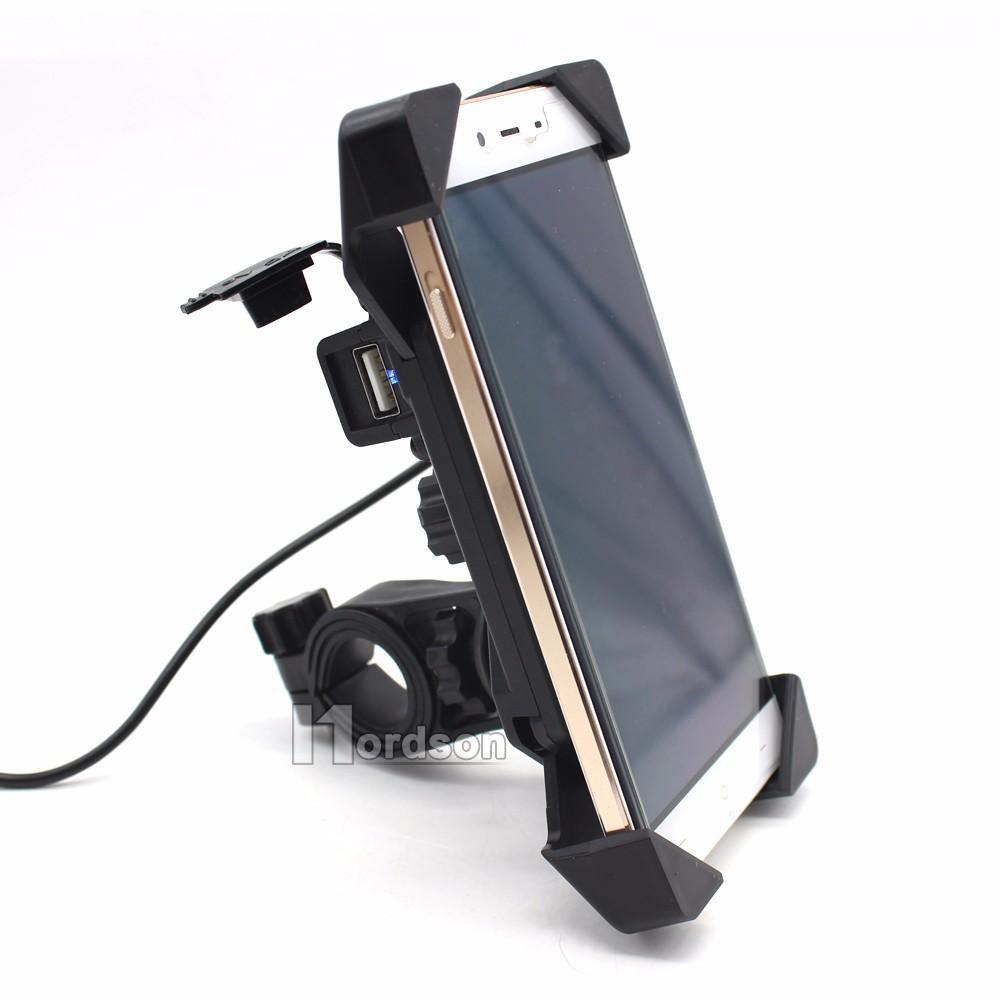 Motorcycle Phone Mount Holder with USB Charger Port, 3.5-7" Screen Fit, Universal for 7/8" Handlebar - American Legend Rider